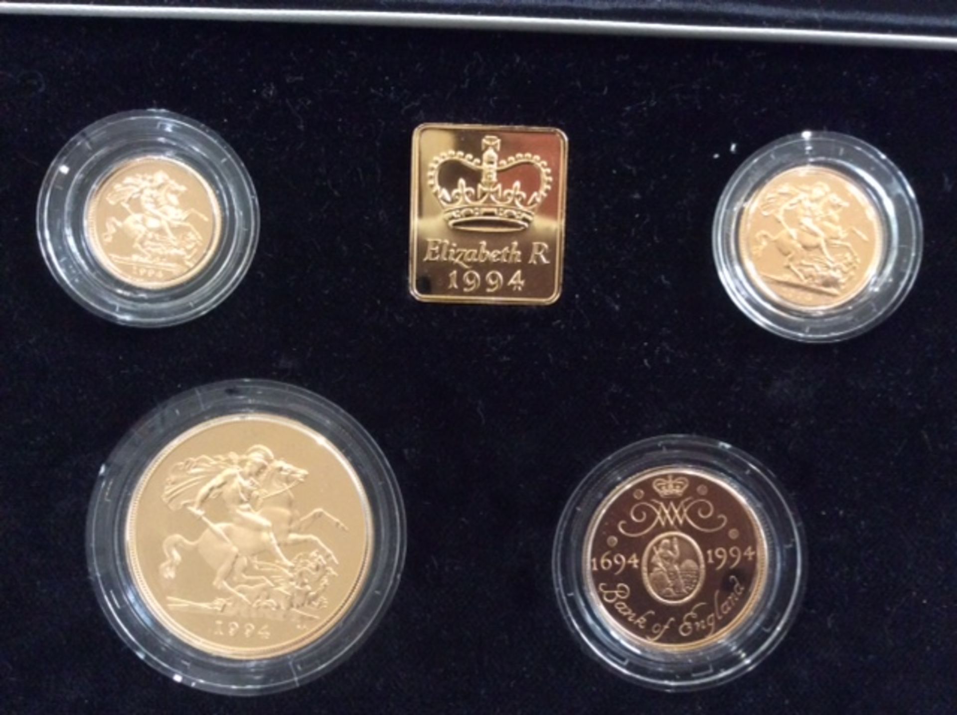 SOVEREIGN 1994 GOLD 4 COIN PROOF SET - CELEBRATING BANK OF ENGLAND TERCENTENARY