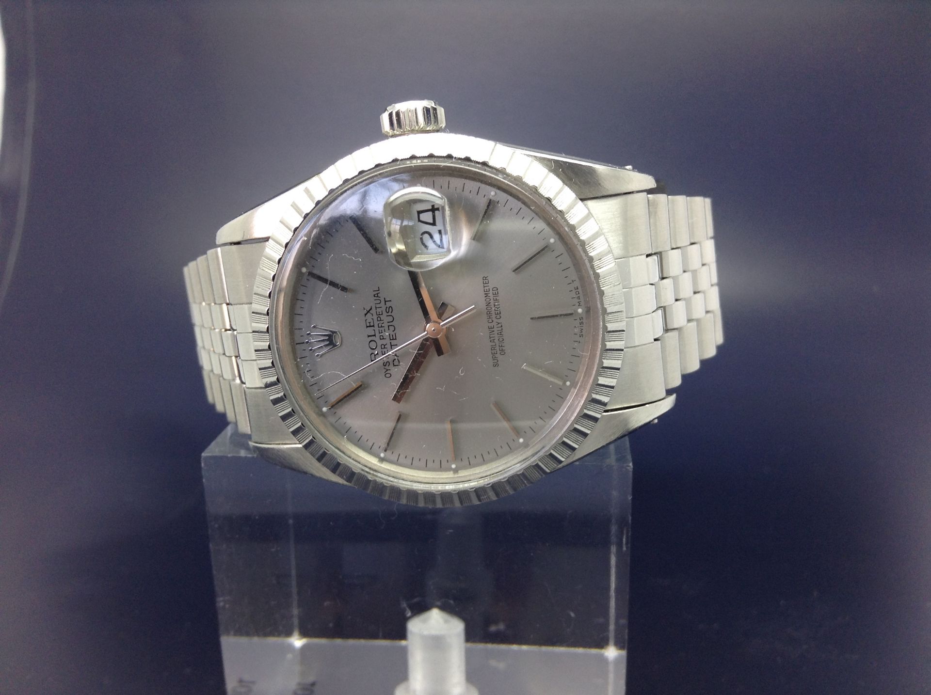 1986 ROLEX OYSTER DATE JUST PERPETUAL CHRONOMETER MODEL 16030 GENTS STAINLESS STEEL WRIST WATCH - Image 3 of 4