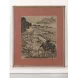 ANTIQUE CHINESE FARMING LANDSCAPE, INK ON PAPER, 19TH C.