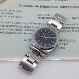 1987 RARE ROLEX MID SIZE UNISEX OYSTER PERPETUAL IN STAINLESS STEEL WITH BLACK DIAL
