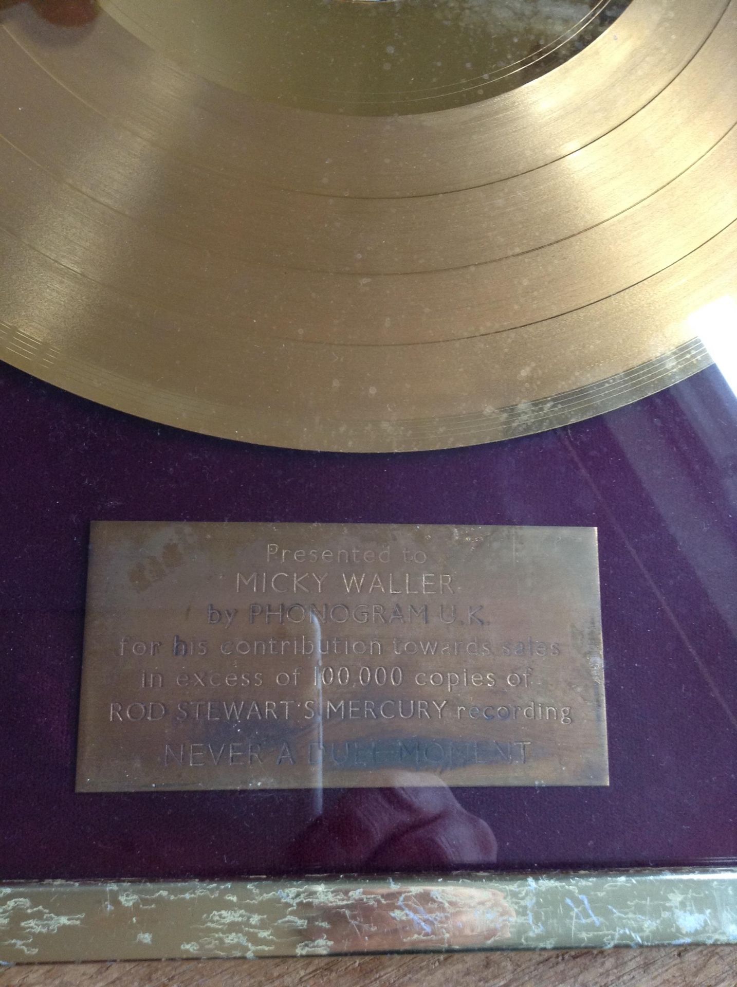GENUINE MUSIC INDUSTRY GOLD & SILVER DISC AWARDS PRESENTED BY PHONOGRAM U.K TO DRUMMER MICKY WALLER - Image 4 of 5
