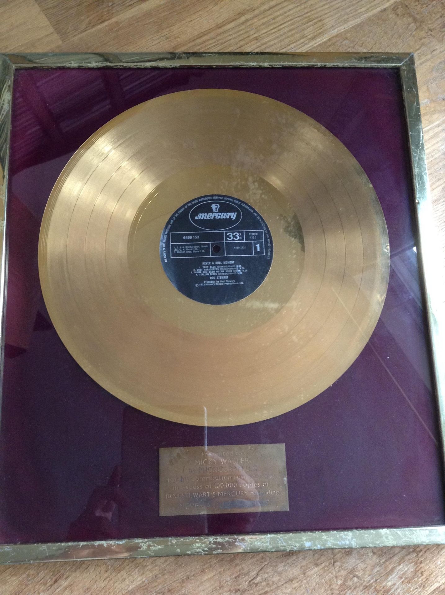 GENUINE MUSIC INDUSTRY GOLD & SILVER DISC AWARDS PRESENTED BY PHONOGRAM U.K TO DRUMMER MICKY WALLER - Image 3 of 5