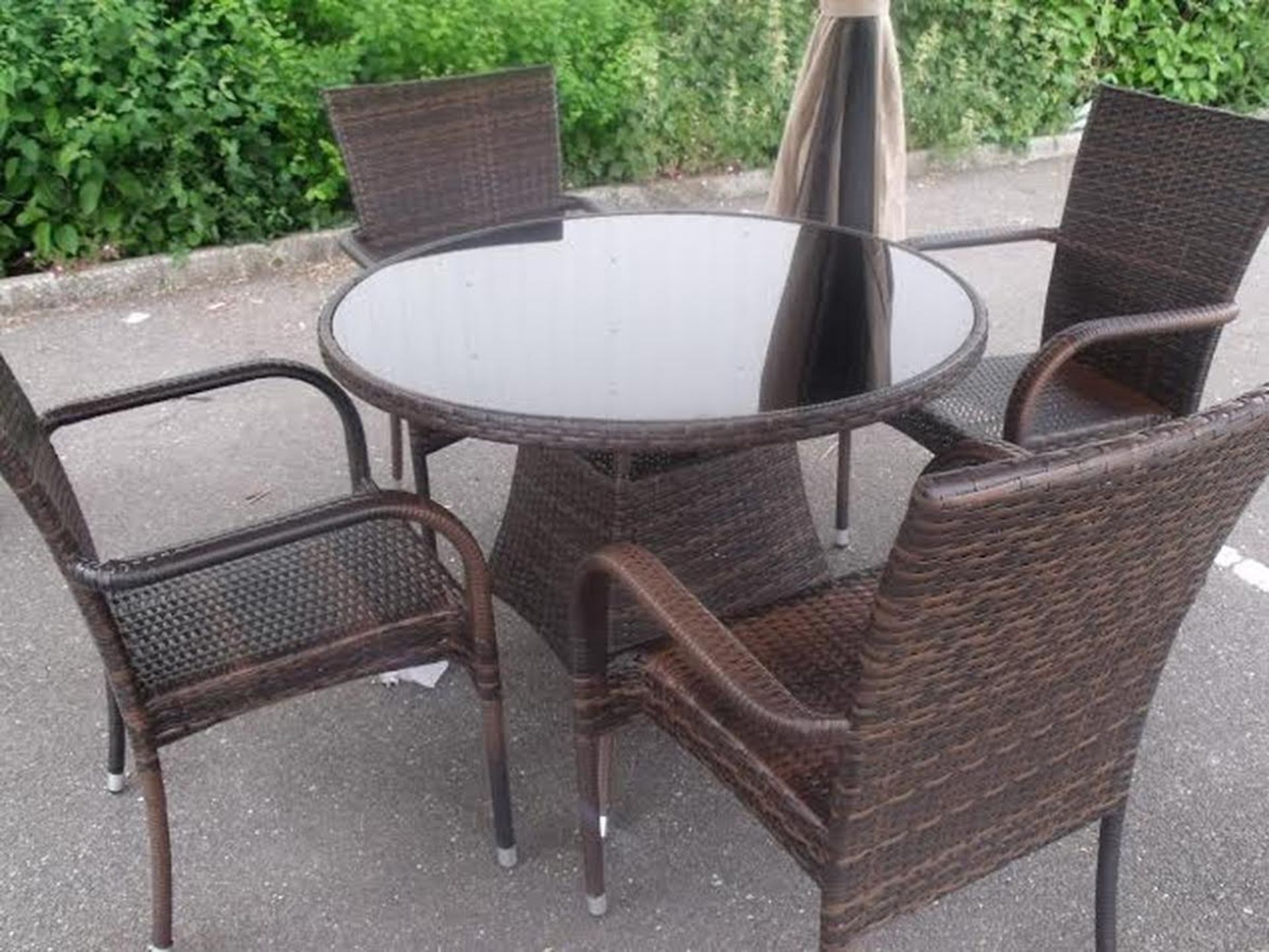 Brand New 5 Piece Zebrano Patio Dining Set All weather multi brown rattan Ideal Pub / Hotel /