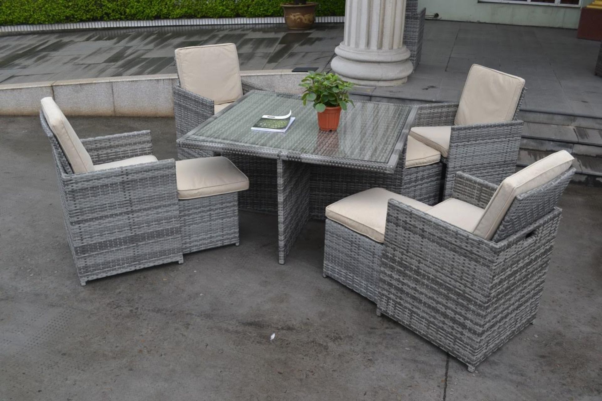 9 Piece Grey Goose All weather rattan cube set No Assembly required Take out of the box and use