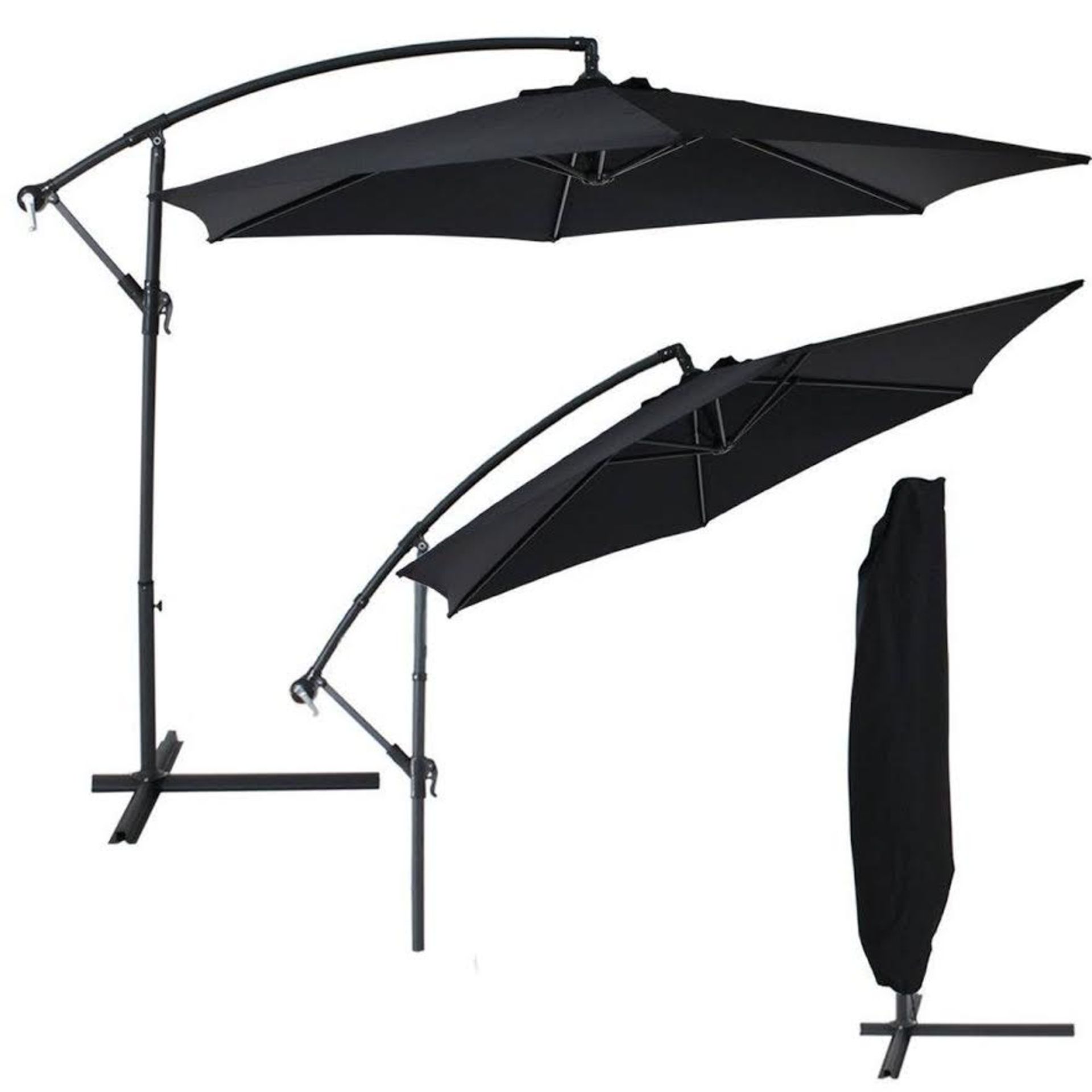 Brand New & Boxed Deluxe Black Banana Cantilever Garden Parasol Parasol specification: 8 steel