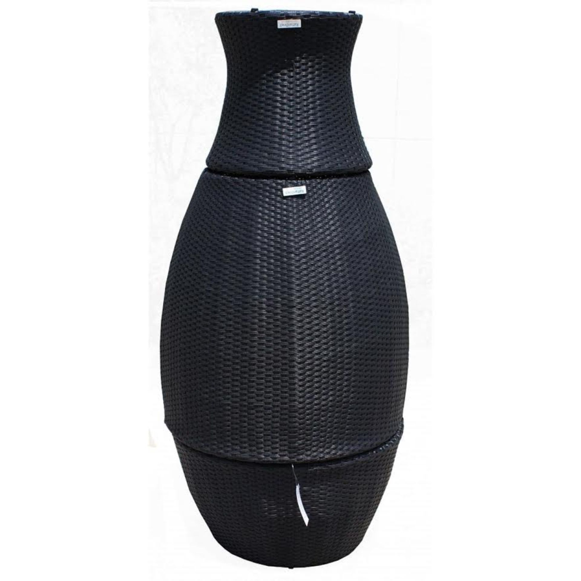 All Weather Rattan Vase Sets in Black and Vanilla Design: Black with Vanilla Cushions Finish: High