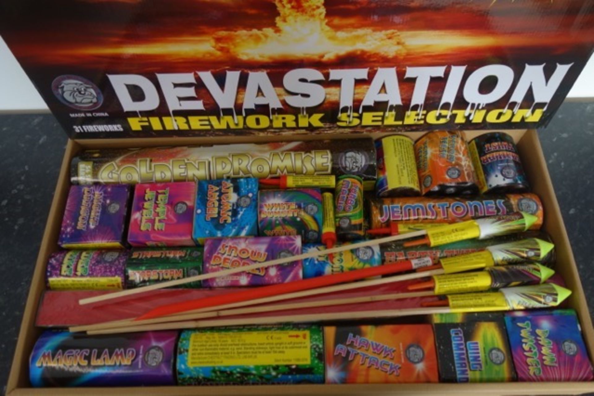 3 x DEVASTATION ULTIMATE SELECTION BOX BY BRITISH BULLDOG FIREWORK COMPANY - THIS YEARS NEW LOOK - Image 2 of 3