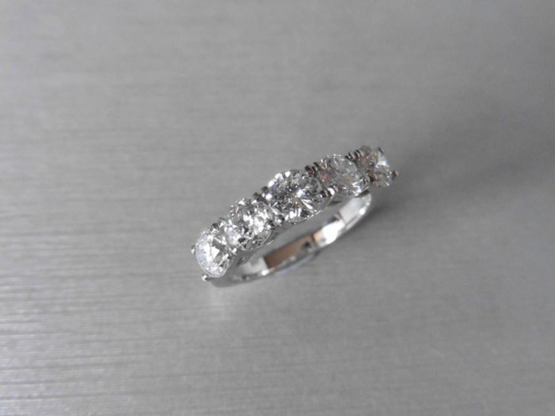 2.50ct diamond five stone ring. 5 brilliant cut diamonds, I/J colour, si2-3 clarity. 4 Claw
