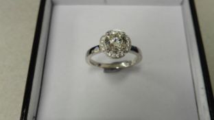 0.50ct diamond set solitaire ring. Brilliant cut diamond 0.50ct, J colour and si3 clarity. Halo