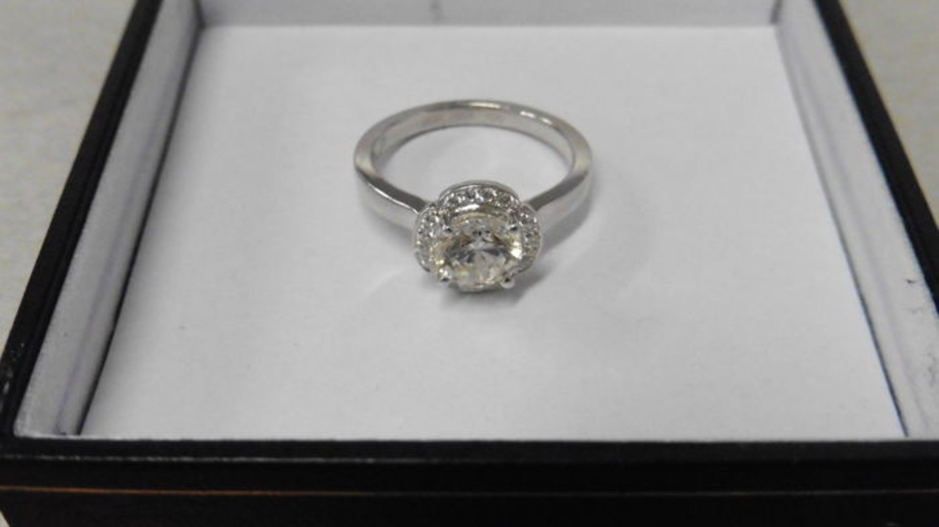 0.50ct diamond set solitaire ring. Brilliant cut diamond 0.50ct, J colour and si3 clarity. Halo - Image 3 of 3