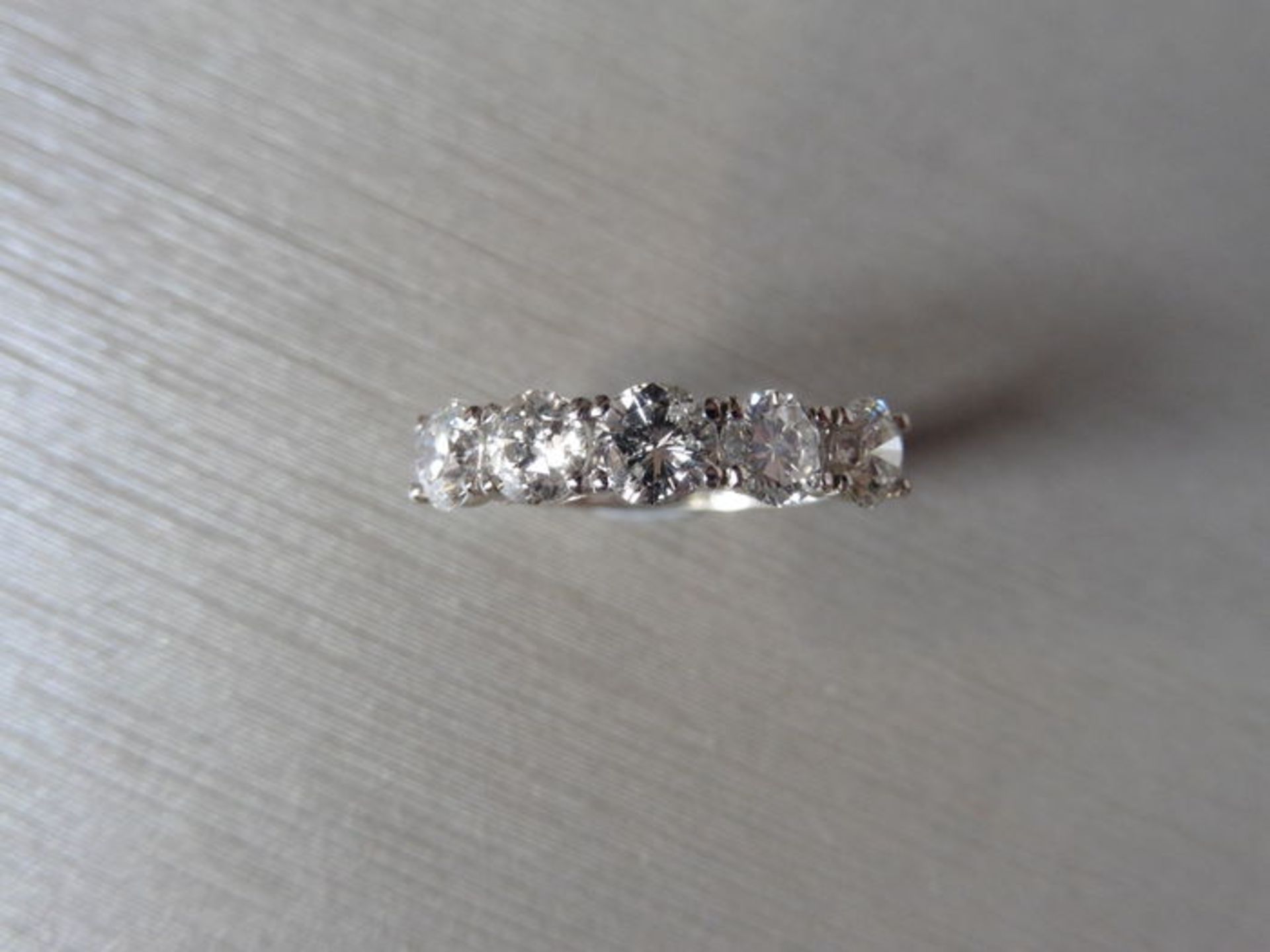 2.00ct diamond five stone ring. 5 brilliant cut diamonds, I/J colour, si2-3 clarity. 4 Claw - Image 3 of 3