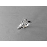 0.70ct diamond solitaire ring with a brilliant cut diamond. I colour and I1 clarity. Set in platinum