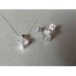 0.25ct / 0.50ct platinum set. Pendant set with a 0.25ct diamond with a 9ct wg chain. Pair of stud