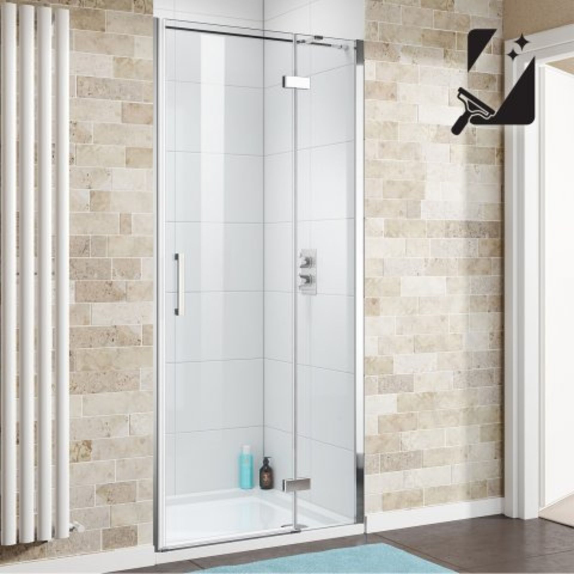 (K129) 1000mm - 8mm - Premium EasyClean Hinged Shower Door. RRP £499.99. Marrying function with