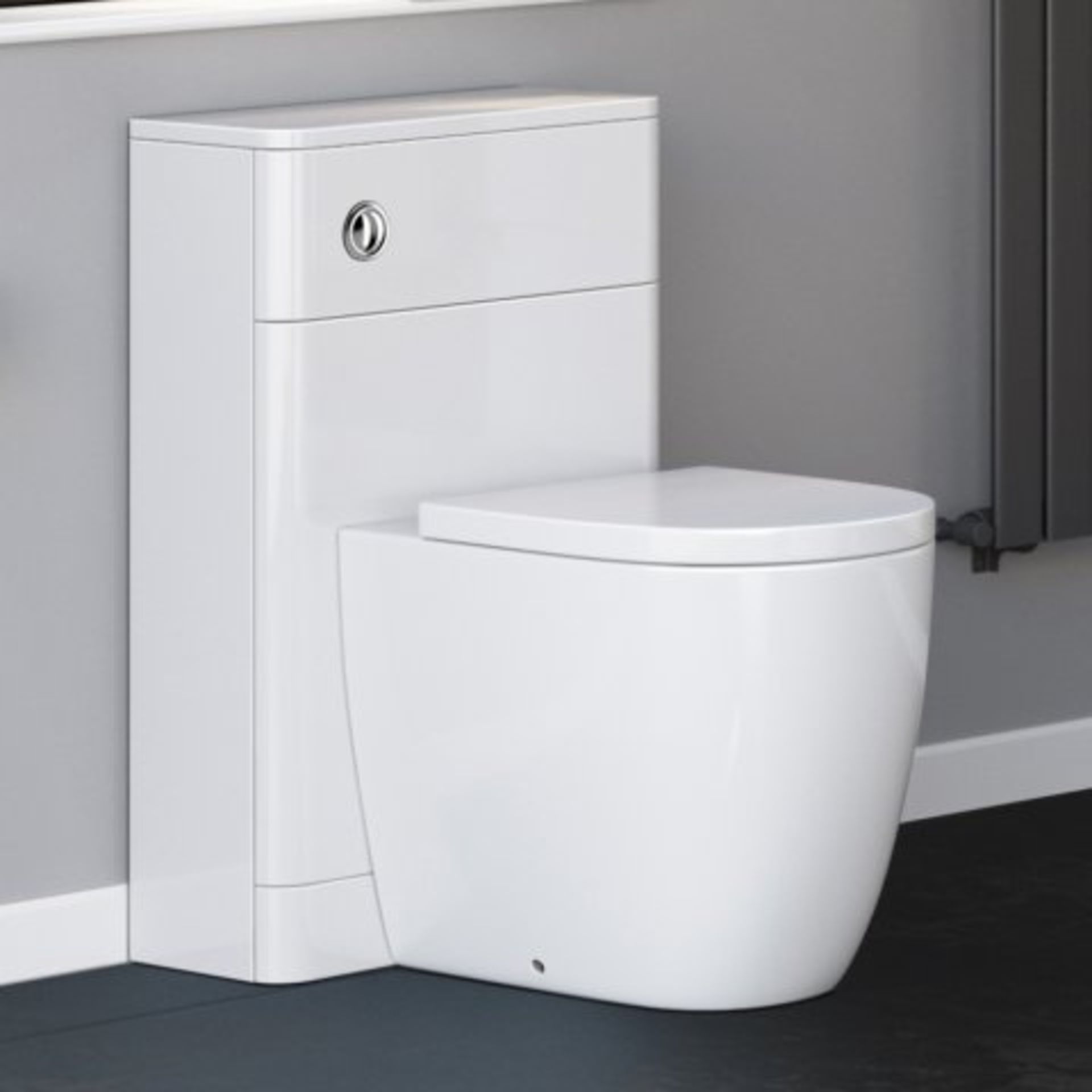 (K334) 500mm Gloss White Back To Wall Toilet Unit. RRP £249.99. This Gloss White 500mm Back To - Image 2 of 3