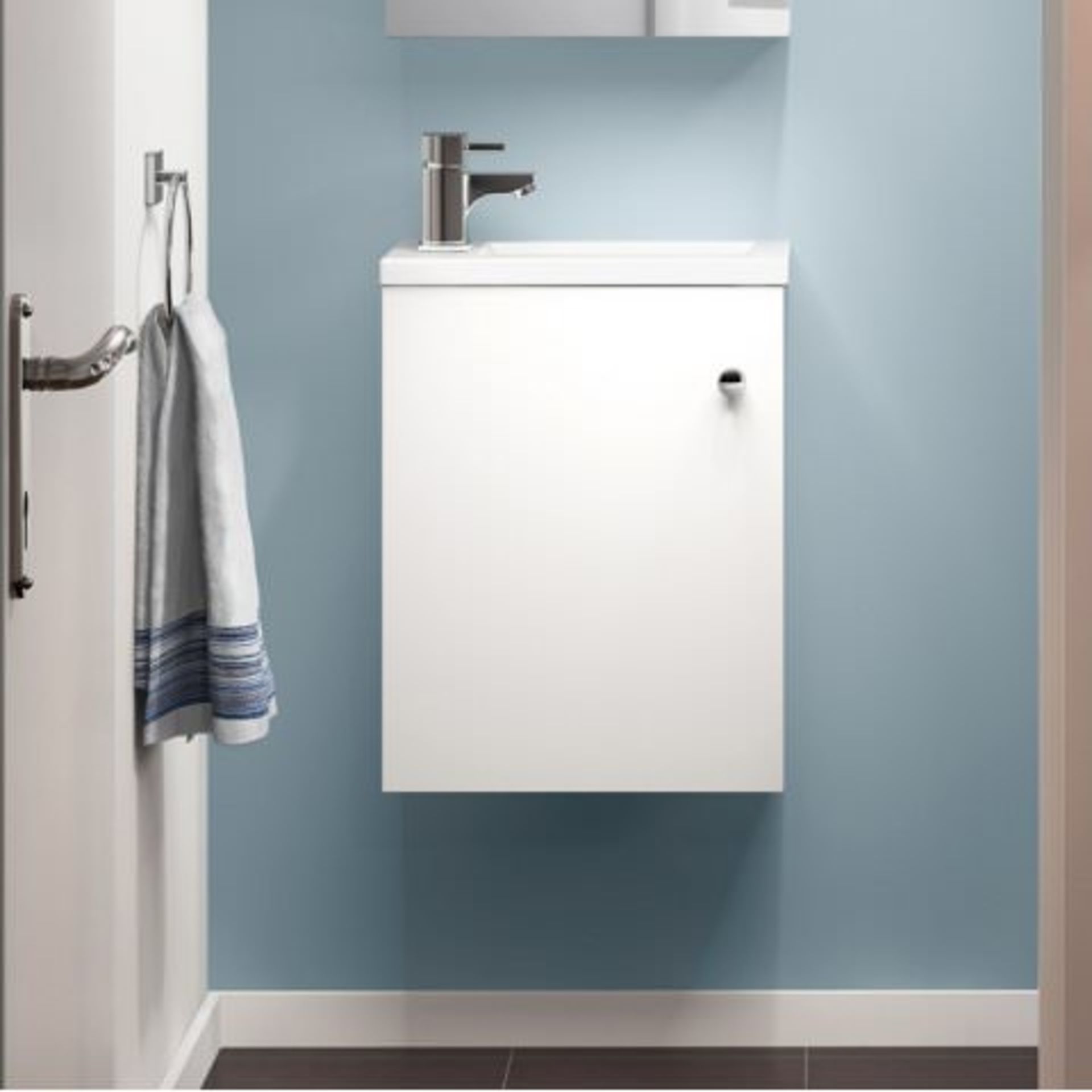 (K182) 400mm Blanc Matte White Basin Unit - Wall Hung. RRP £179.99. Freeing up floor space and