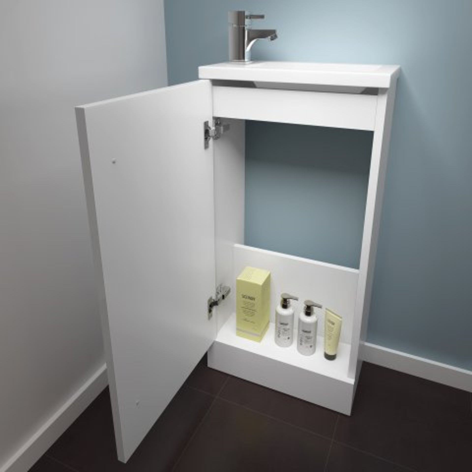 (K183) 400mm Blanc Matte White Basin Unit - Floor Standing. RRP £199.99. With its contemporary, - Image 2 of 4