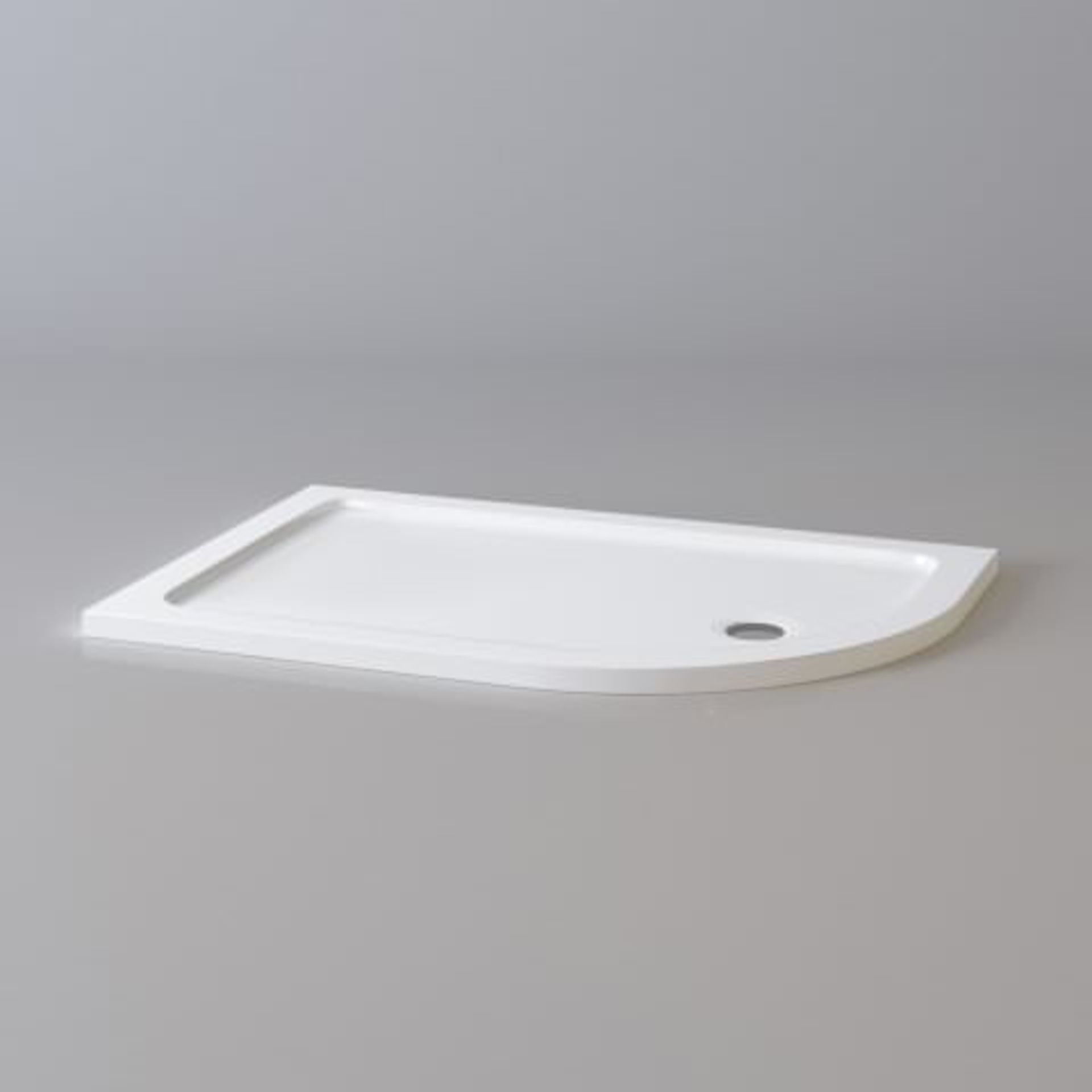 (AA83) 1200x800mm Offset Quadrant Ultraslim Stone Shower Tray - Right. RRP £299.99. Magnificently