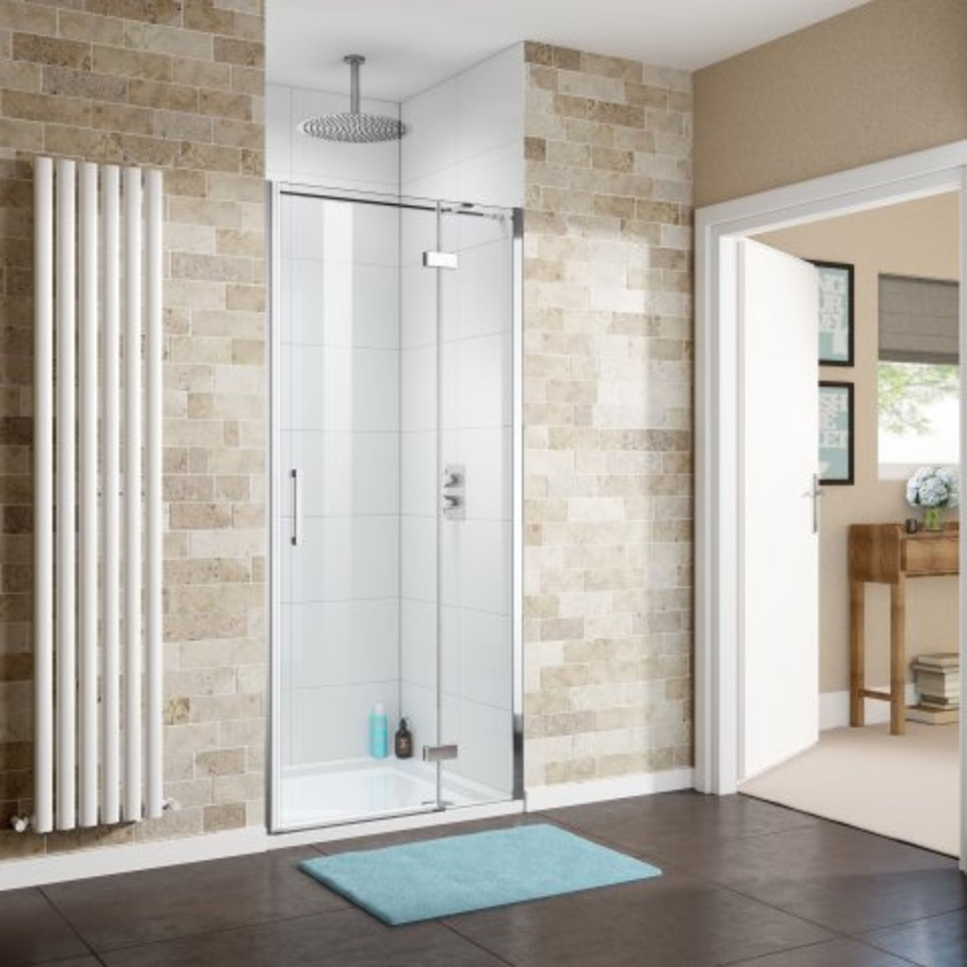 (K129) 1000mm - 8mm - Premium EasyClean Hinged Shower Door. RRP £499.99. Marrying function with - Image 3 of 3