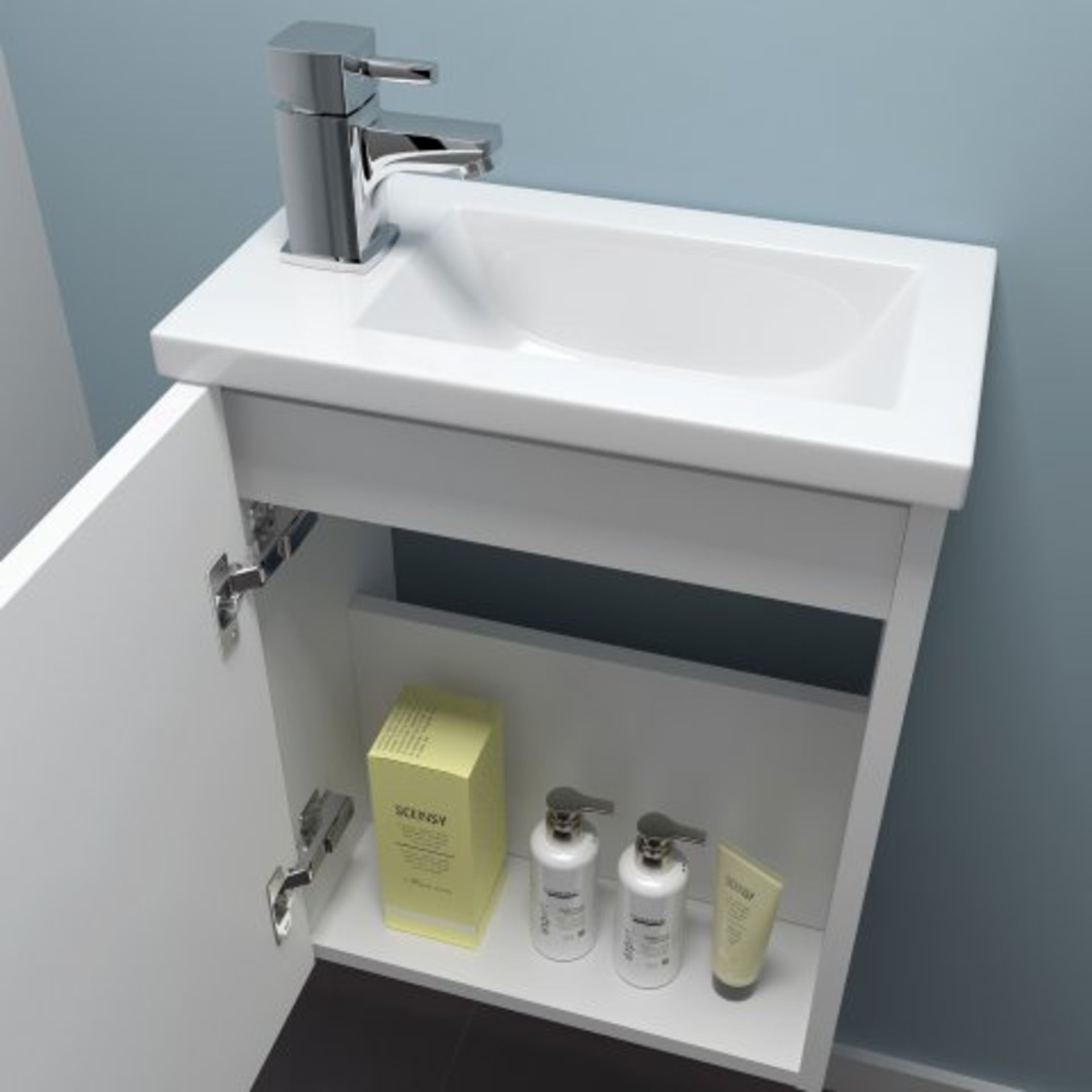 (K182) 400mm Blanc Matte White Basin Unit - Wall Hung. RRP £179.99. Freeing up floor space and - Image 2 of 5