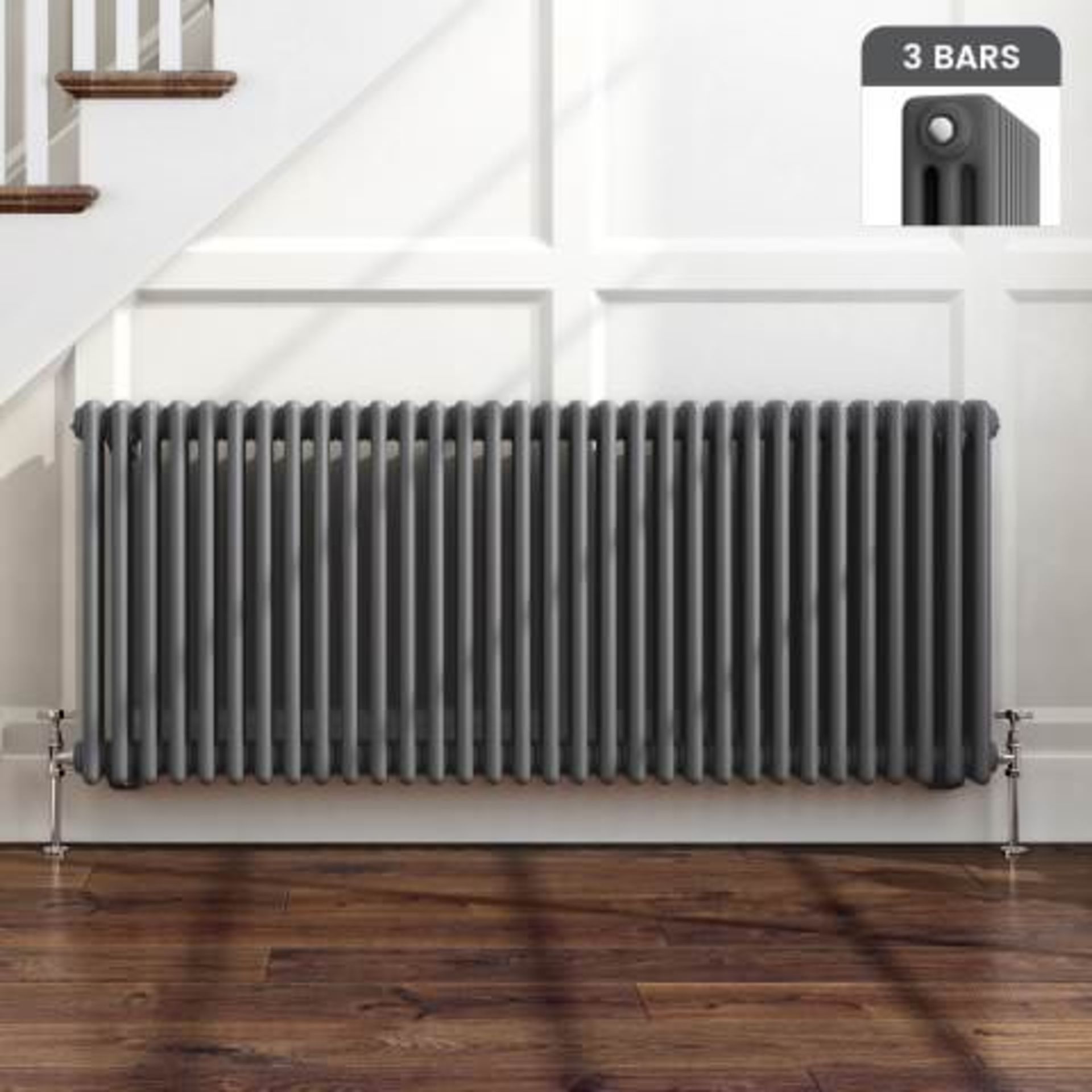 (K106) 600x1444mm Anthracite Triple Panel Horizontal Colosseum Radiator - Roma Premium. RRP £749.99.