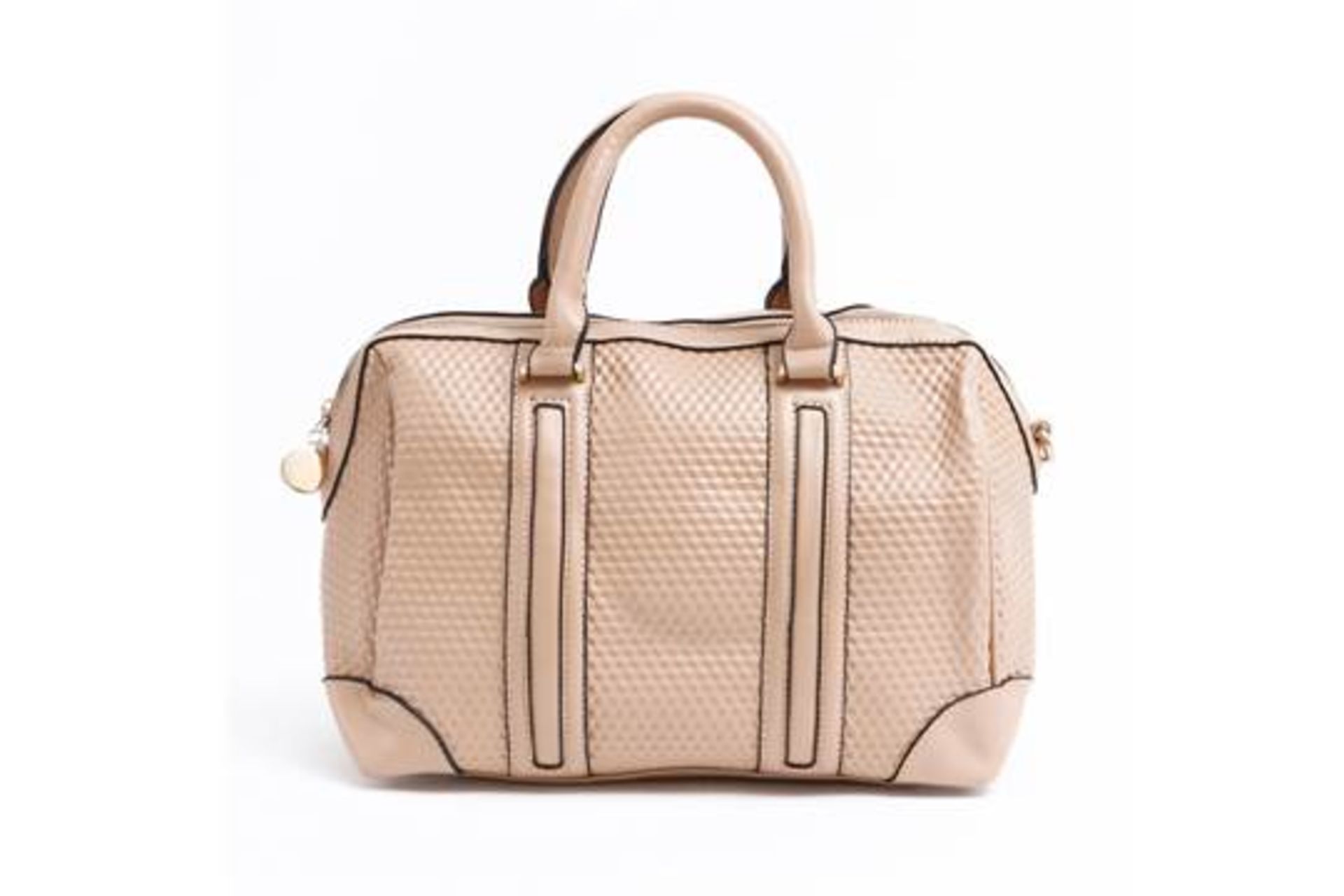 Qty x 10 Nude Geometric Effect Handbags in faux leatherette.