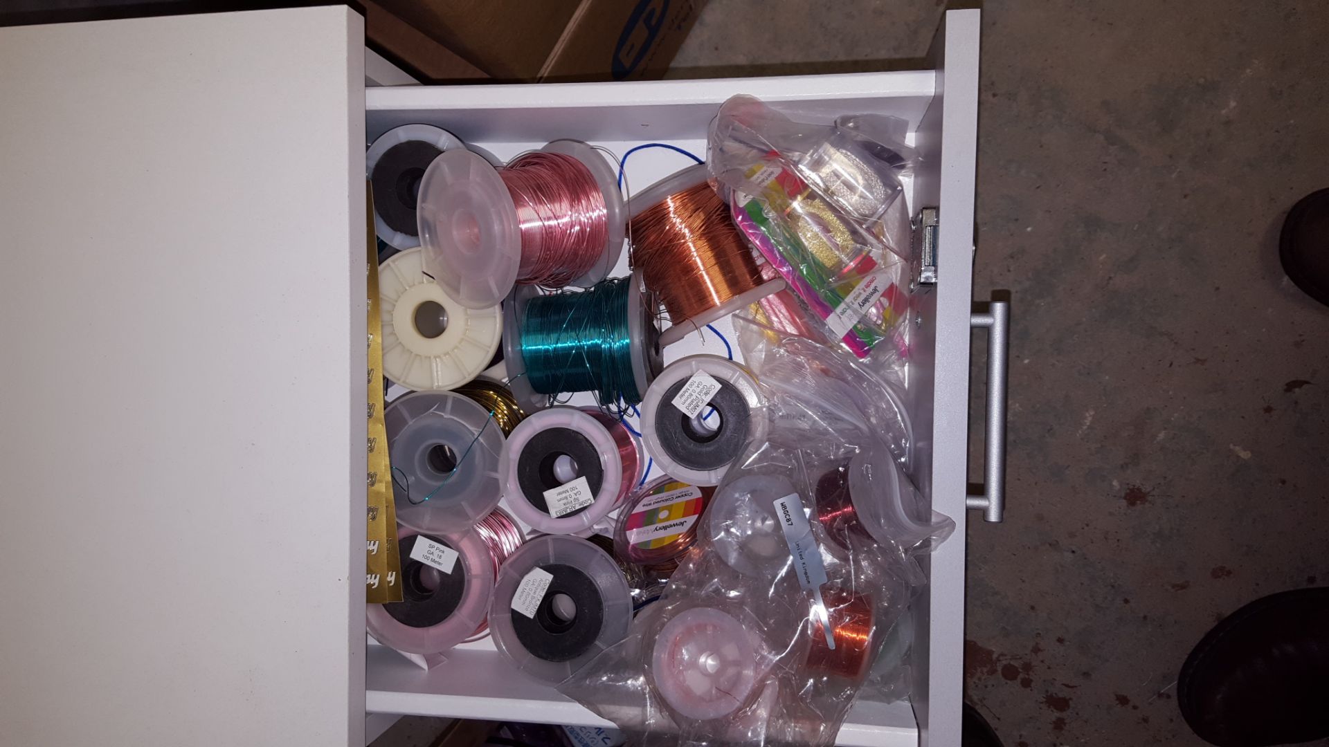 Three drawer cabinet containing Crafting Jewllery Making Items