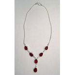 Garnet Gems .925 Silver Jewellery Necklace 18 Inches