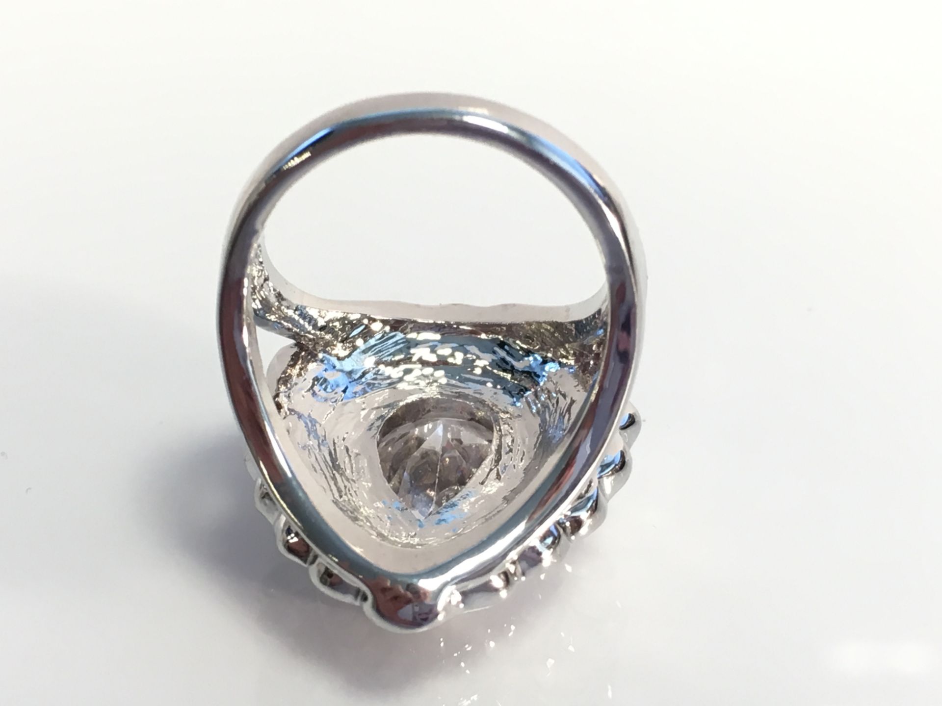 Brand New Pear Shape Simulated Silver Swarovski Elements Cocktail Ring - Image 3 of 3