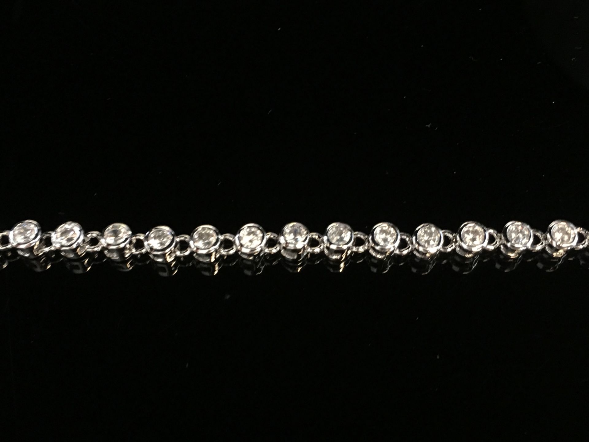 5CT SIMULATED SAPPHIRE RHODIUM PLATED BRACELET - Image 3 of 3