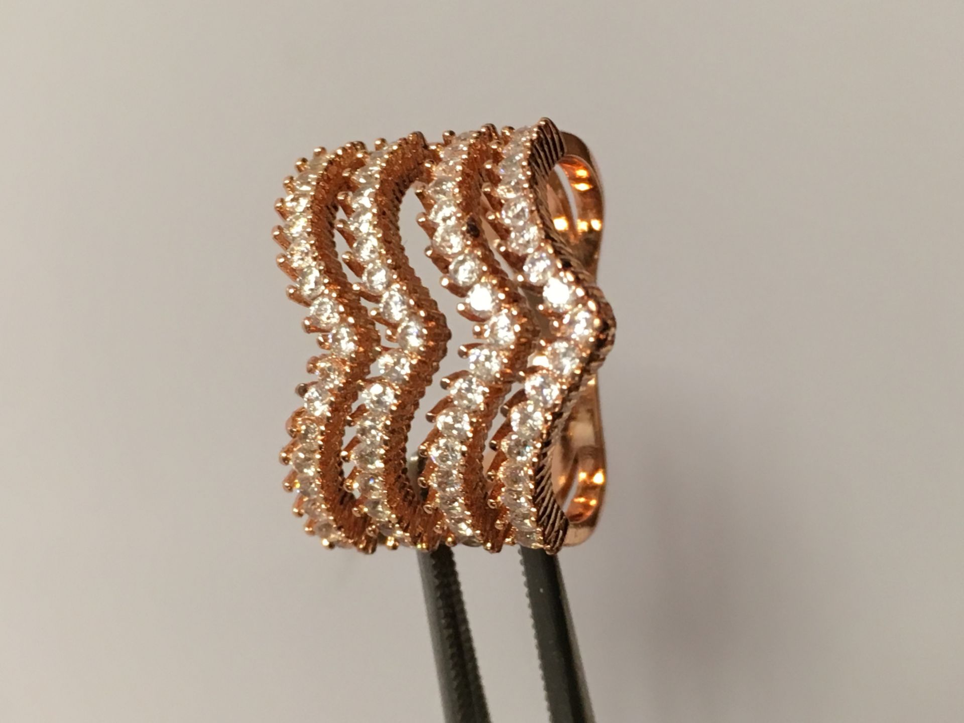 Brand New Wedding Band Rose Gold Plated, Swarovski Element Engagement Ring - Image 4 of 4