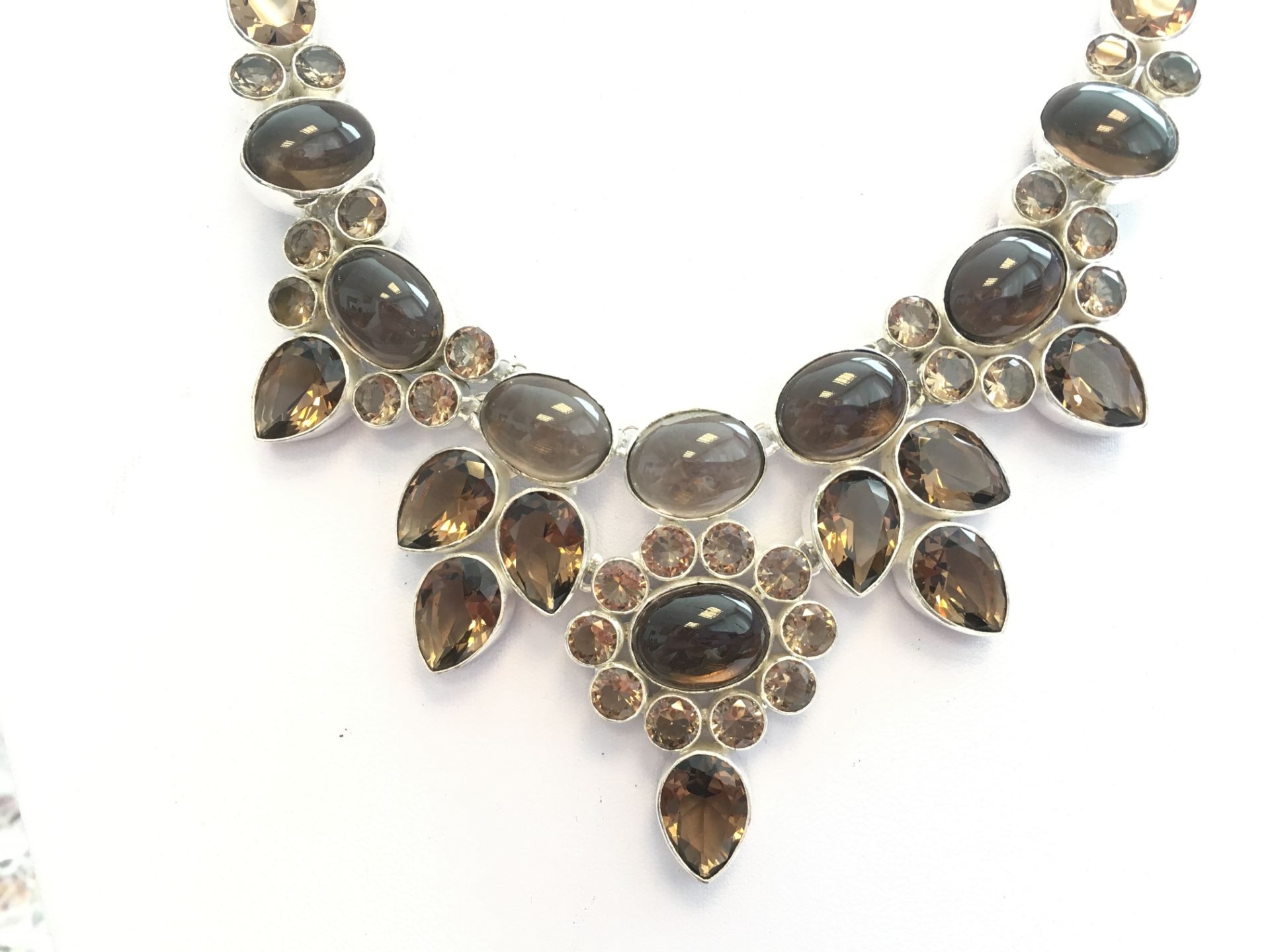 Smoky Topaz Gems .925 Silver Jewellery Necklace