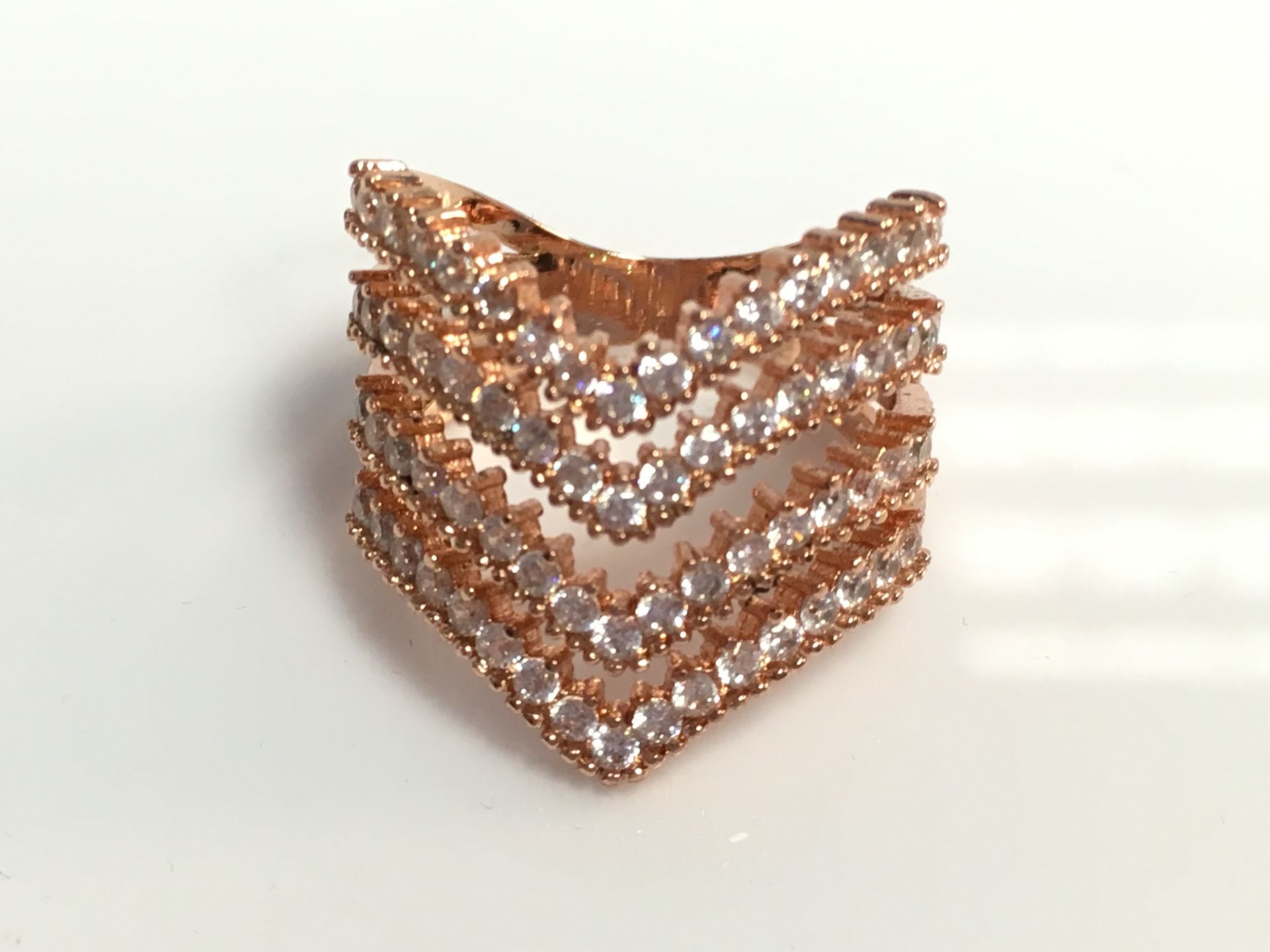 Brand New Wedding Band Rose Gold Plated, Swarovski Element Engagement Ring - Image 2 of 4