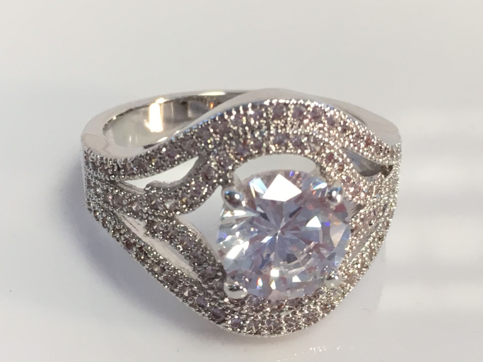 Brand New Silver Plated, Austrian Crystal, AAA Cubic Zirconia Engagement Ring - Image 2 of 2