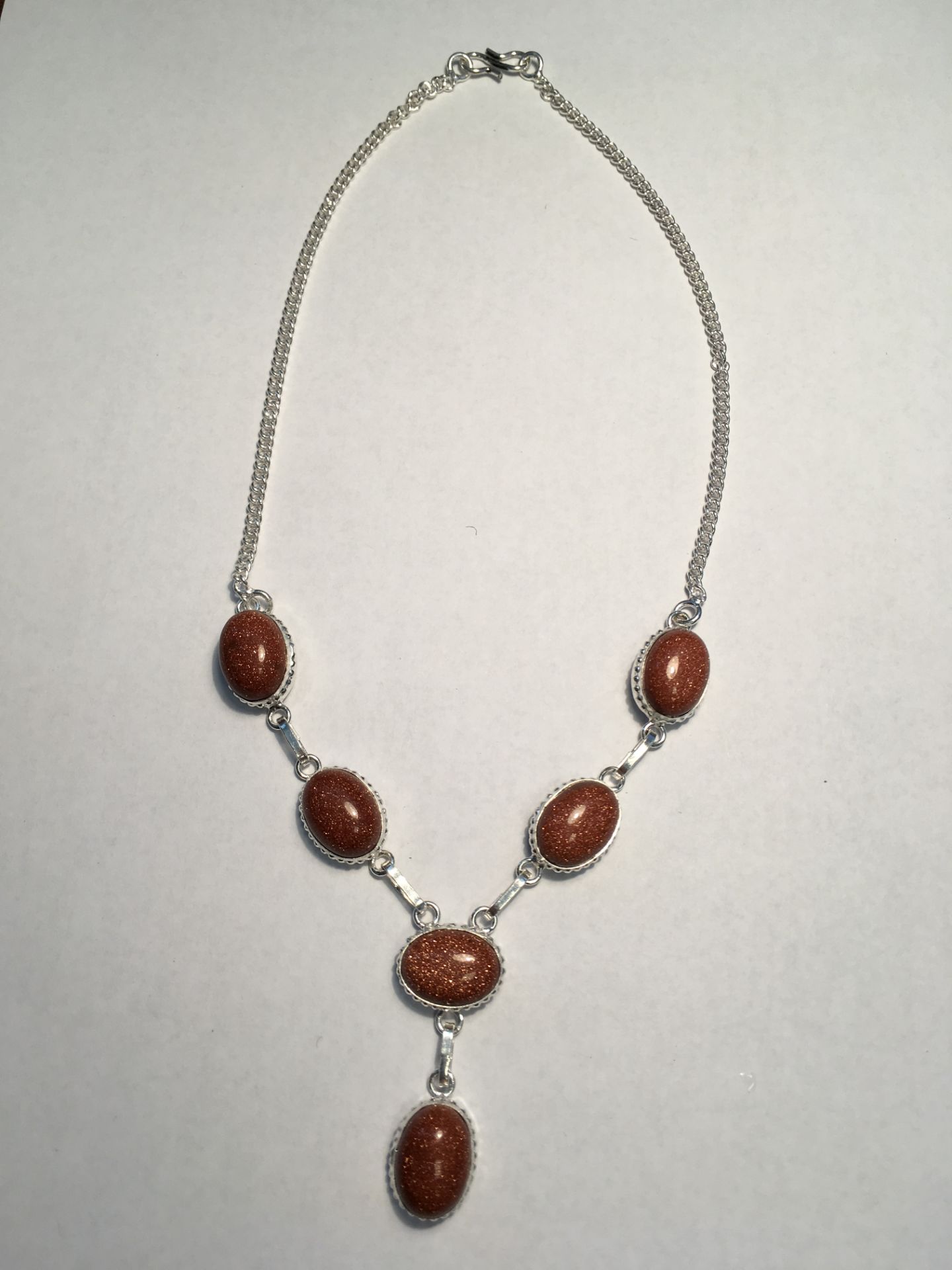 Goldstone Gems .925 Silver Jewellery Necklace 17 Inches