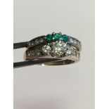 LOVE STORY 2 x RING SET, DIAMOND & EMERALD SET IN 14ct GOLD