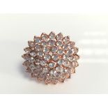 Brand New Rose Gold Plated, Austrian Crystal, Noble Flower Shape Engagement Ring