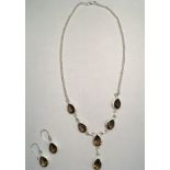 Smoky Topaz Gems .925 Silver Jewellery Necklace 18 Inches