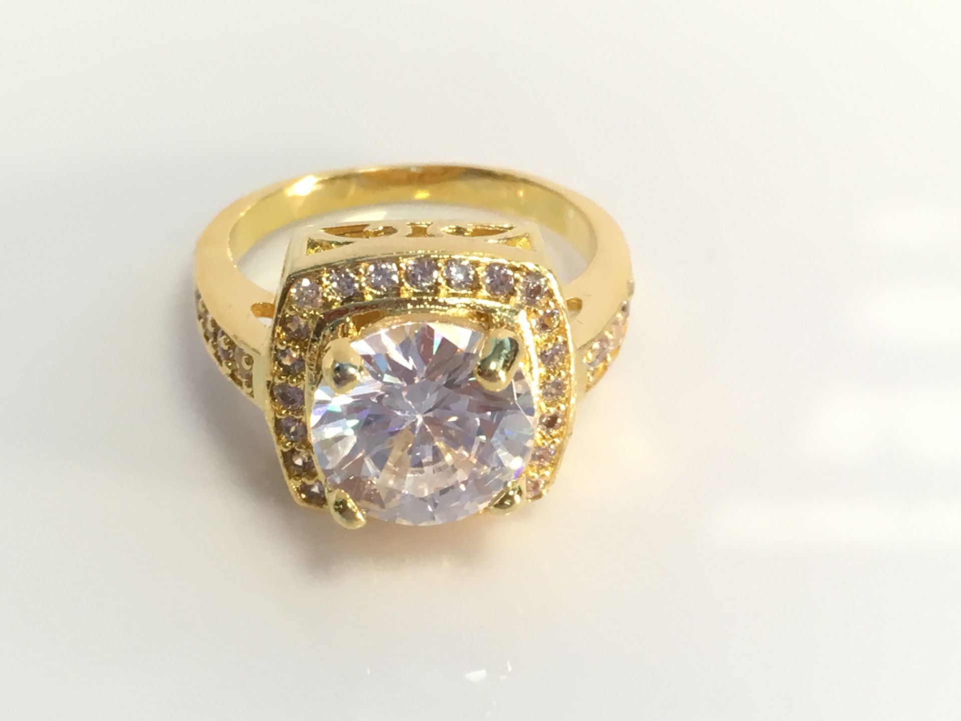 Brand New Zircon Ring Real 18K Gold Plated Fashion Square Ring