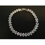 7CT SIMULATED SAPPHIRE RHODIUM PLATED MULTI LINK BRACELET