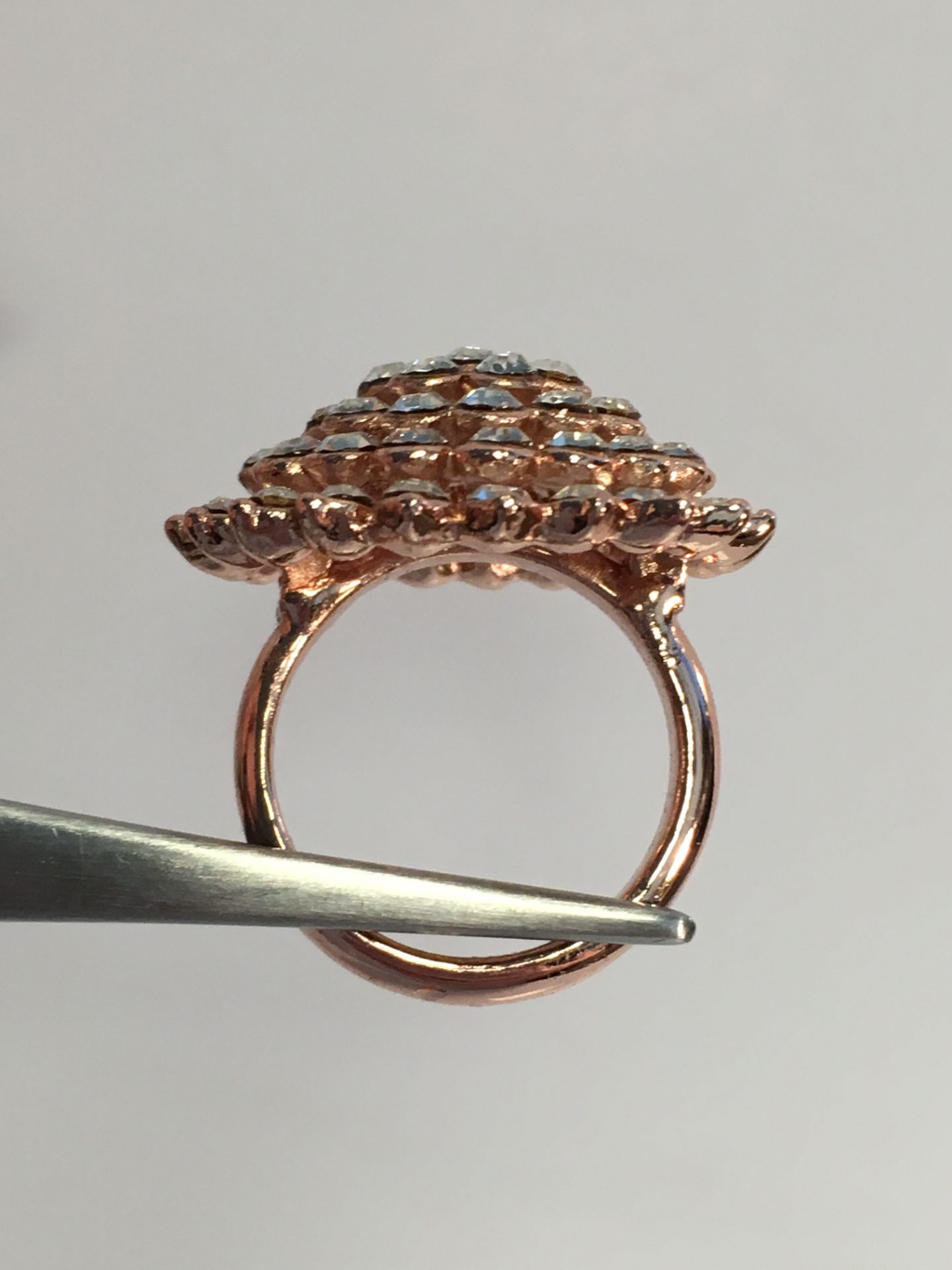 Brand New Rose Gold Plated, Austrian Crystal, Noble Flower Shape Engagement Ring - Image 3 of 3