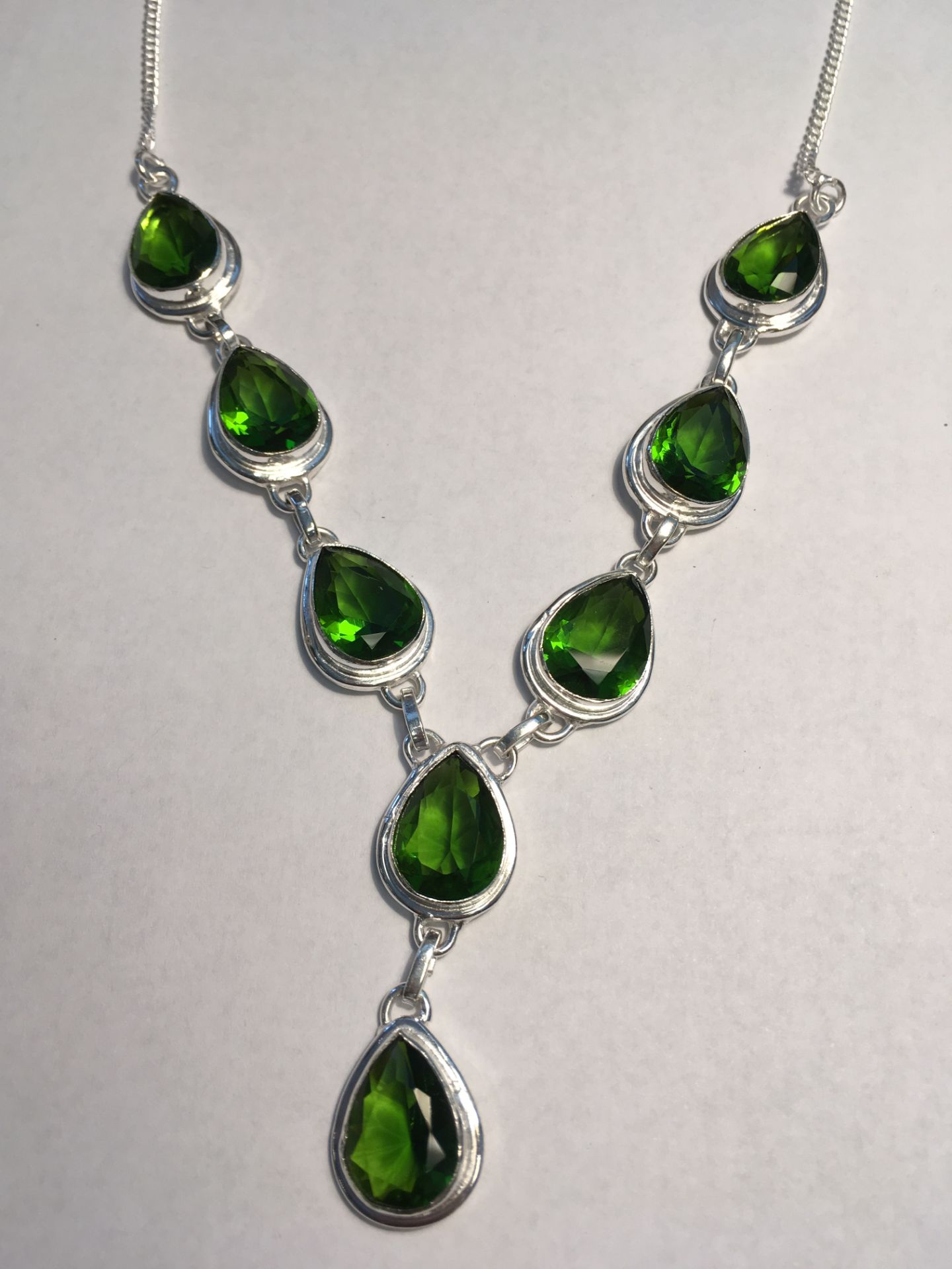 Peridot Gems .925 Silver Jewellery Necklace 18 Inches