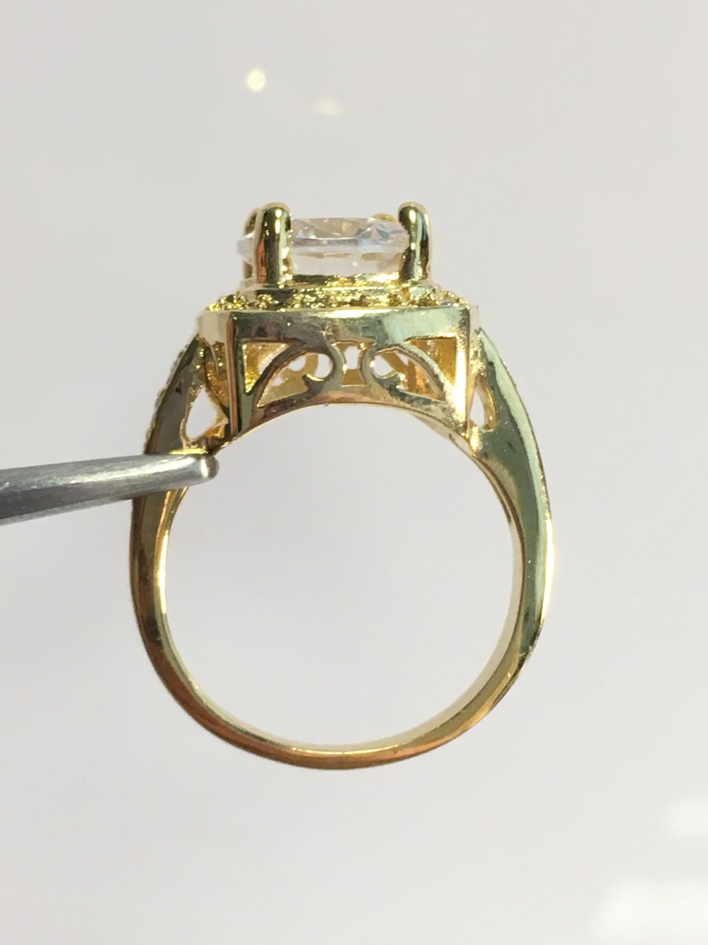 Brand New Zircon Ring Real 18K Gold Plated Fashion Square Ring - Image 2 of 2