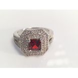 Brand New Platinum Plated Cubic Zirconia Square Finger Ring Swarovski Element