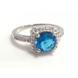 Brand New Sapphire Swarovski Element Blue Diamond Cocktail Ring