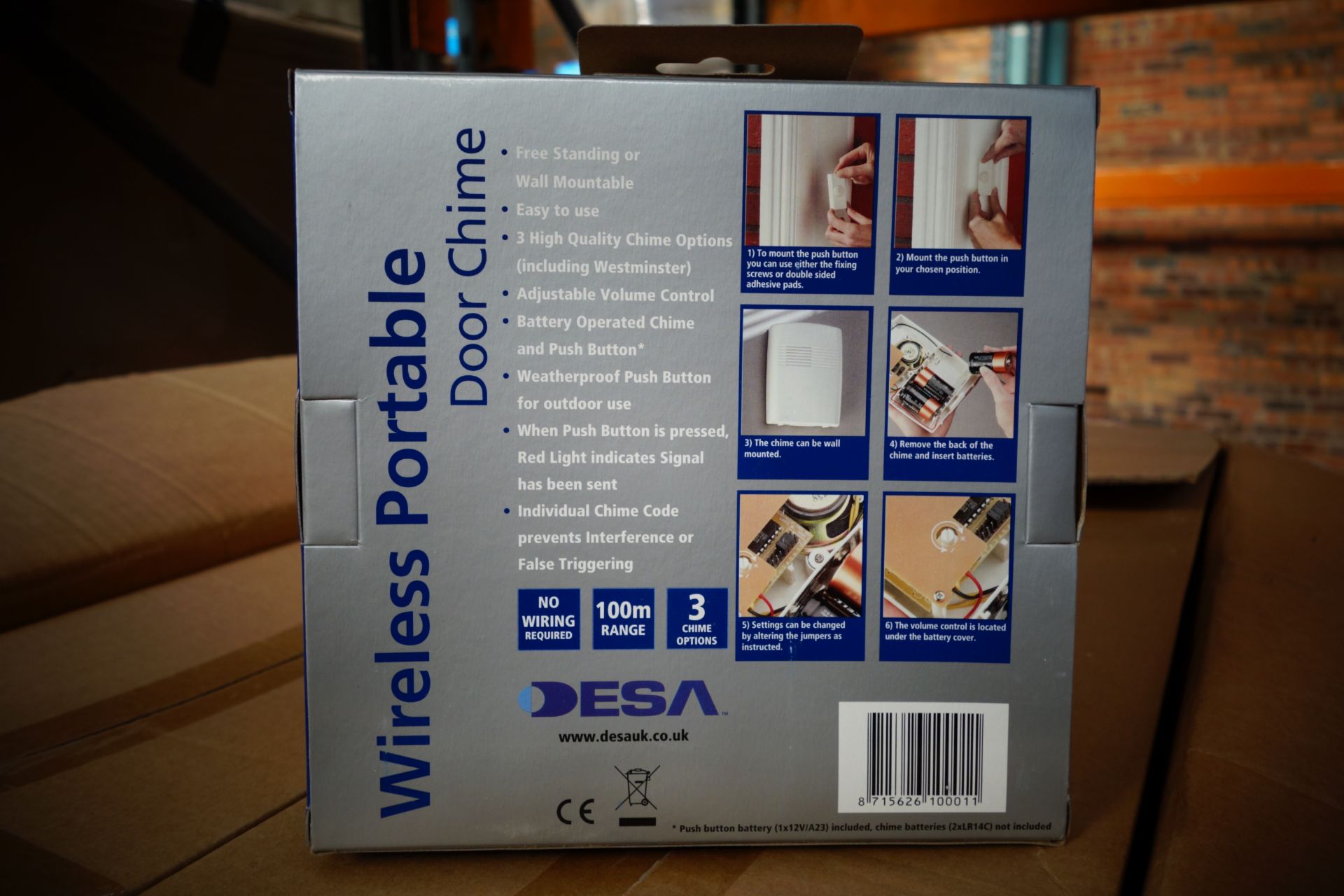 24 x New Desa Wireless Wall Mountable 100M Range Door Chimes. RRP £39.99 each, giving this lot a - Image 2 of 2