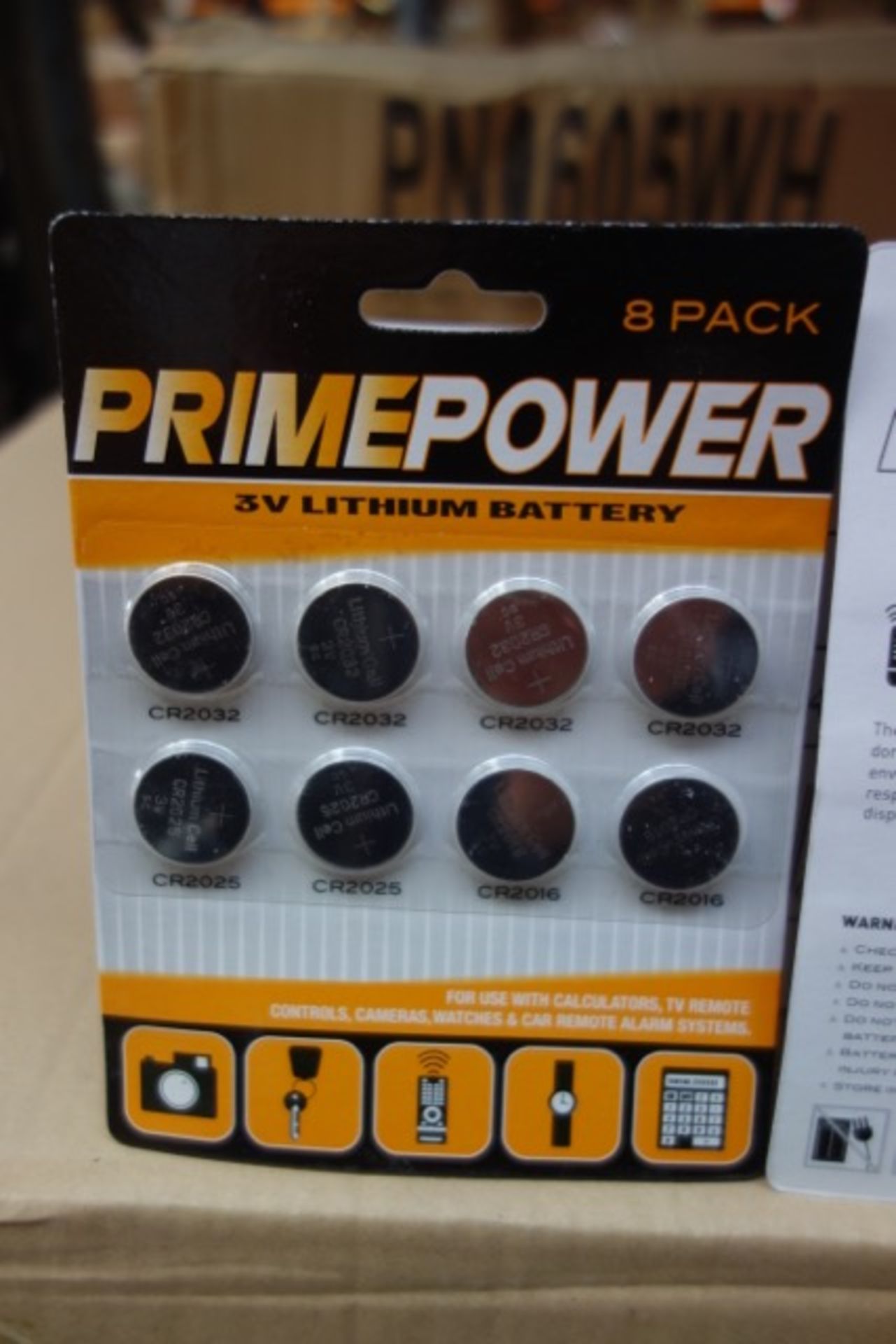 480 x Packs of 8 Primepower 3V Lithium Batteries. For use with calculators, TV remote controls, - Image 4 of 4