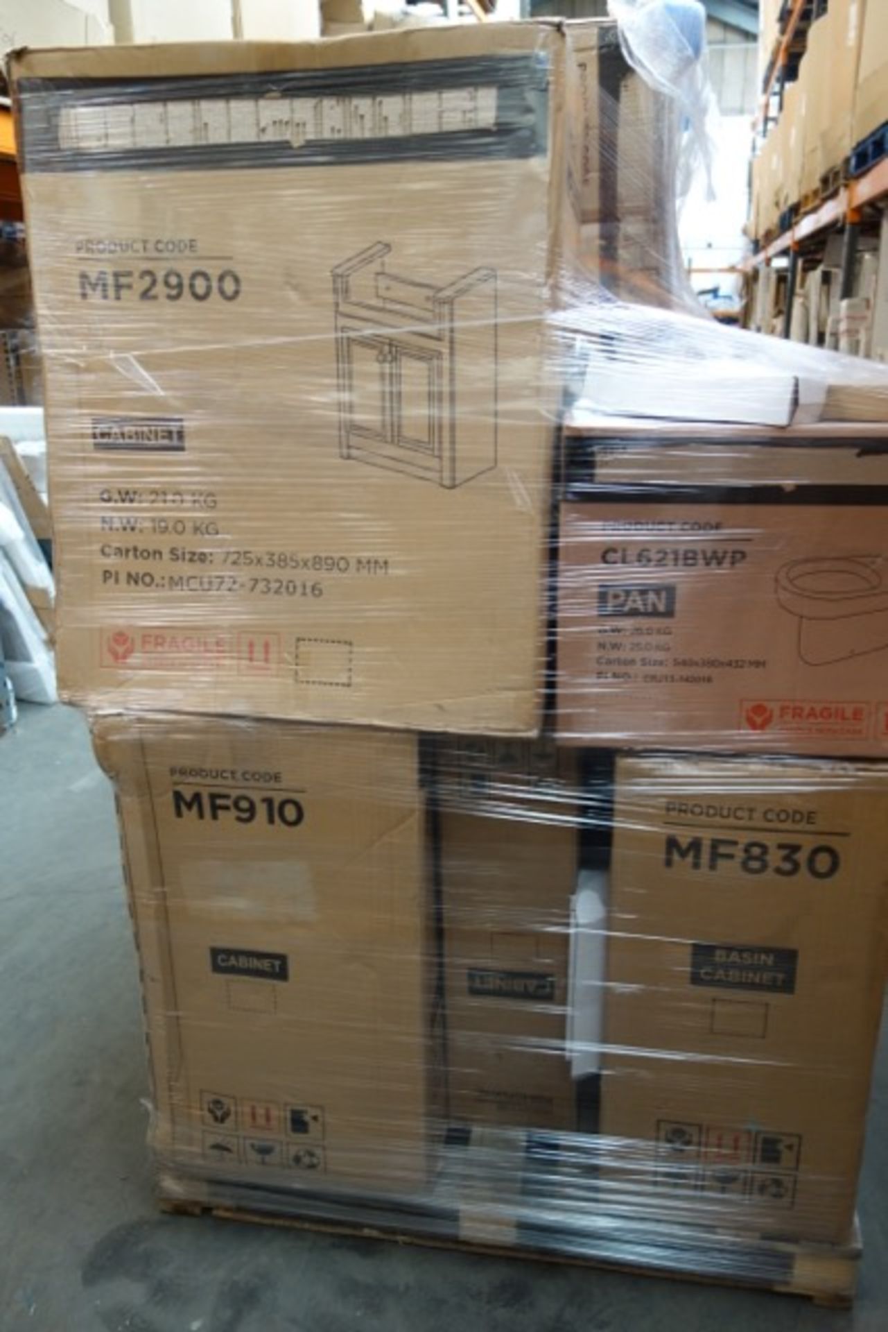 (N204) PALLET TO CONTAIN 15 x ITEMS OF VARIOUS BATHROOM STOCK INCLUDING: BASIN CABINETS, TOILET PANS - Image 2 of 3