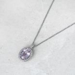 18k White Gold 11.00ct Kunzite & 1.50ct Diamond Necklace