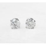 Cartier 18k White Gold Round Brilliant Cut 4.03ct Diamond Stud Earrings